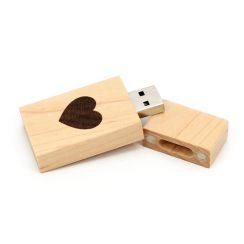 Wooden Maple  USB 2.0 Grove Stick Heart Veneer 