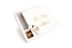 Wedding White 'Our Story' Design - 4 x 6 Photo Box with USB Drive