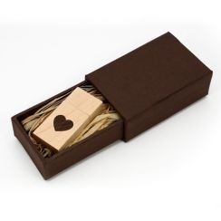 Maple Wood USB 2.0 8GB Flash Drive - Heart Veneer Love Design - With Matching Mastercraft Brown Paperbox 