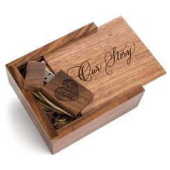 Our Story - Wooden Box with Matching USB Flash Drive