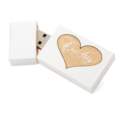 Single Wedding White Flash Drive - Our Story Design