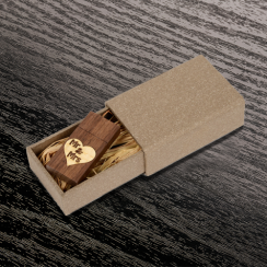 Wooden Walnut USB Flash Drive - Inlaid Veneer Couple